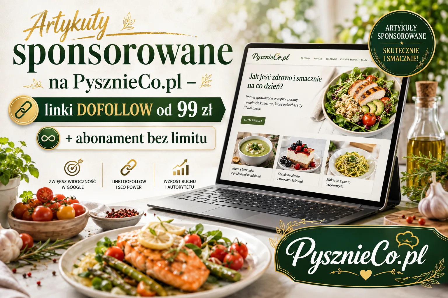 Artykuły sponsorowane na PysznieCo.pl – linki DOFOLLOW od 99 zł + abonament bez limitu