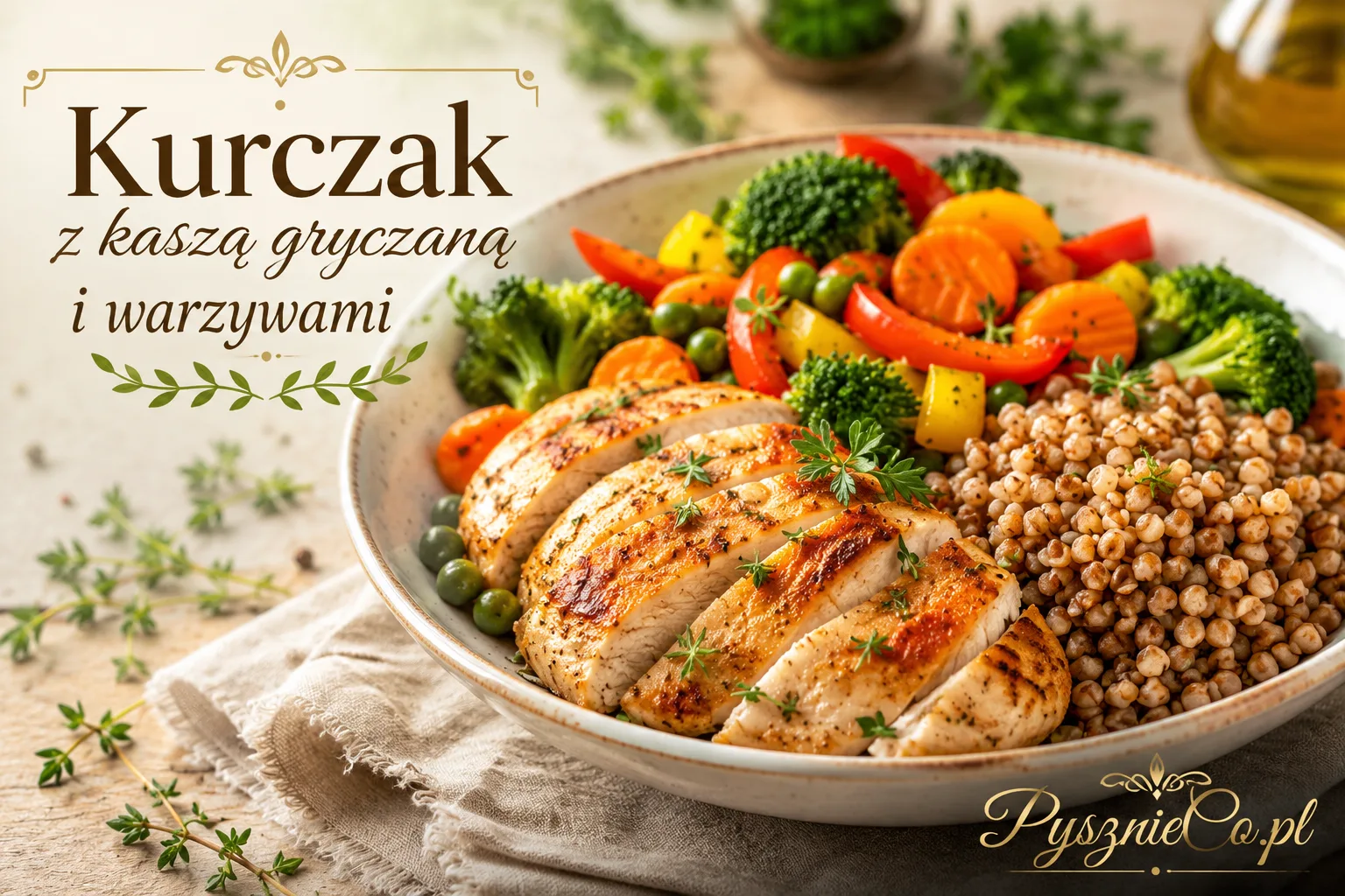 Kurczak z kaszą gryczaną i warzywami